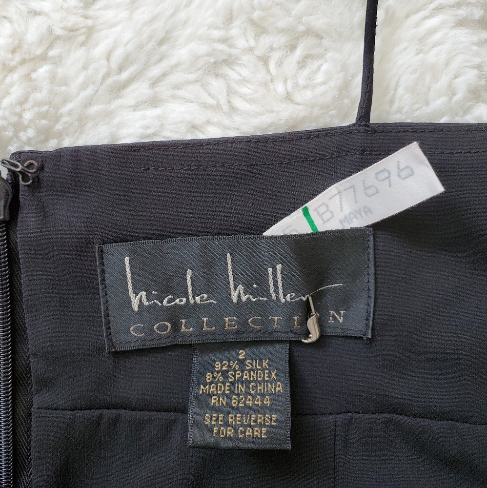 Nicole Miller Black Ruched Silk Cocktail Dress - Picture 5 of 6